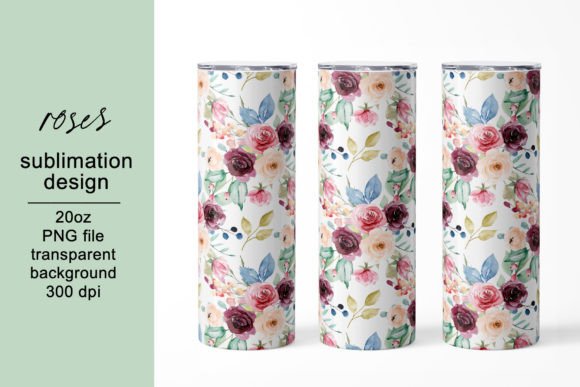 Download Tumbler Wrap, Watercolor Flowers, PNG. - Premium Resources