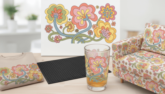 Download Retro Psychedelic Flower Pattern - Flower pattern Collection