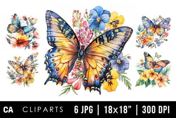 Download Watercolor Floral Butterfly Cliparts - Butterfly cliparts Collection