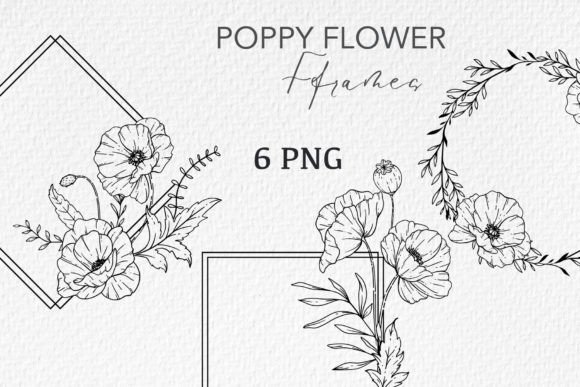 Download Poppy Frames LINE ART. Poppy CLIPART - Frames Collection