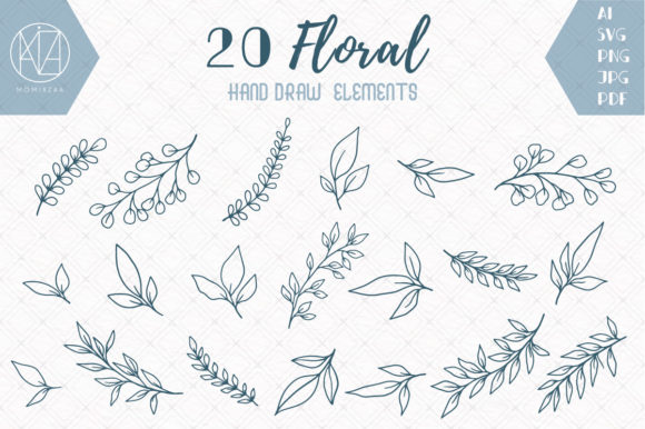 Download 20 Hand Drawn Flowers and Leaves - Hand drawn flowers Collection