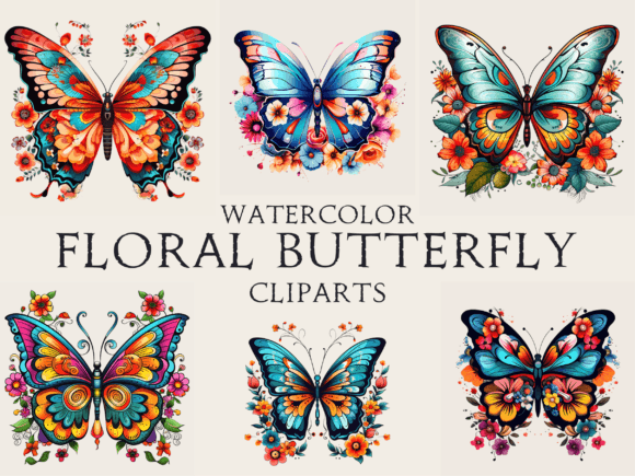 Download Watercolor Floral Butterfly Cliparts - Butterfly cliparts Collection