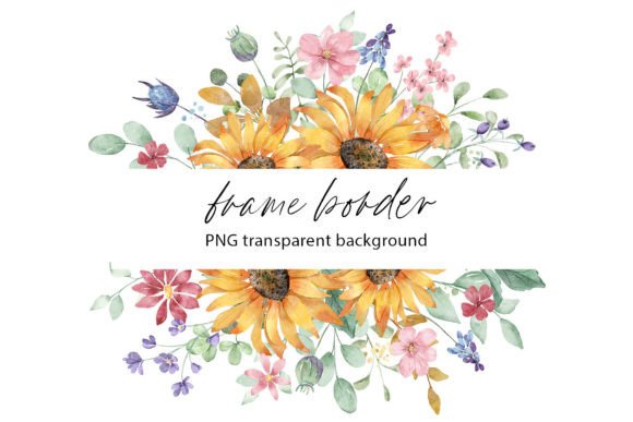 Download Sunflower Border, Watercolor Flowers PNG - Watercolor flowers png Collection