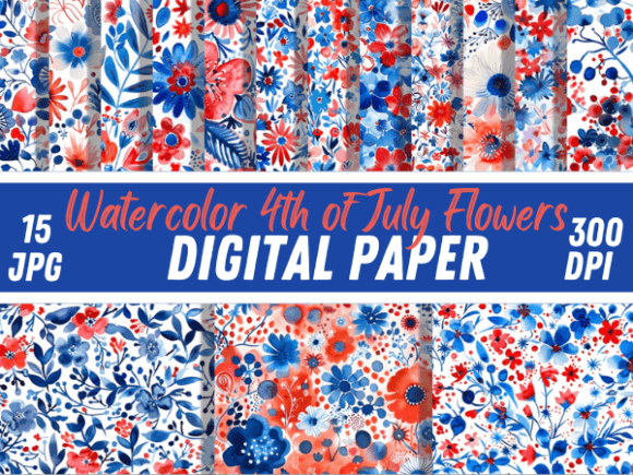 Download Watercolor 4th of July Flower Pattern - Flower pattern Collection