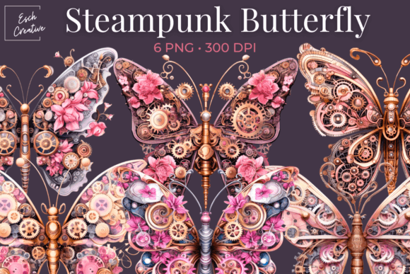 Download Steampunk Butterfly Pink Flower Clipart - Pink flower clipart Collection