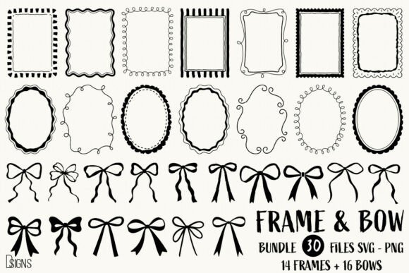 Download Hand-Drawn Frames &amp; Bows Bundle SVG PNG - Frames Collection